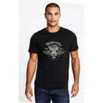 Qivi American Motor Wild Rides Baskılı Siyah Erkek Örme T-shirt