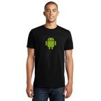 Qivi Android Logo Baskılı Siyah Erkek Örme T-shirt