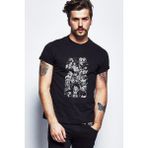 Qivi Anime Monkey D Luffy Baskılı Siyah Erkek Örme T-shirt