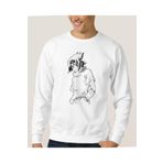 QIVI Anime Naruto Baskılı Beyaz Erkek Uzun Kol Örme Sweatshirt