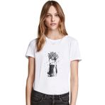 Qivi Anime Naruto Baskılı Örme Beyaz Kadın T-shirt