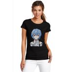 Qivi Anime One Punch Man Baskılı Örme Siyah SFK0633KDNTS Kadın T-shirt