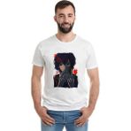 Qivi Anime Tokyo Ghoul Anteiku Kaneki Baskılı Beyaz Erkek Örme Tshirt - XS