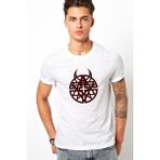 Qivi Arch Metal Rock Logo Arma Baskılı Beyaz Erkek Örme Tshirt - XS