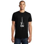 Qivi Beyaz Ve Siyah Elektro Gitar Baskılı Siyah Erkek Örme T-shirt