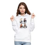 Qivi CKB0126-KDNKP Kpop Blackpink Black Pink Baskılı Örme Kadın Beyaz Sweatshirt
