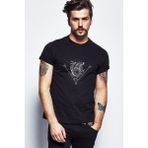 Qivi Coilguns NVRVD Split Baskılı Siyah Erkek Örme T-shirt