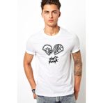Qivi Daft Punk Helmet Baskılı Beyaz Erkek T-shirt