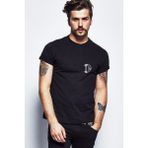 Qivi Death Kuru Kafa Ay Göğüs Baskılı Siyah Erkek Örme T-shirt