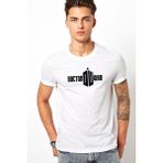 Qivi Doctor Who Logo Baskılı Beyaz Erkek T-shirt