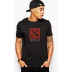 Qivi Dota Baskılı Siyah Erkek Örme T-shirt