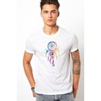 Qivi Düş Kapanı Baskılı Beyaz Erkek T-shirt