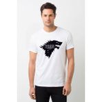 Qivi Game Of Thrones Baskılı Beyaz Erkek Örme Tshirt