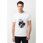Qivi Ghost Rider Motorsikletci Rider Skull Kurukafa Baskılı Beyaz Erkek Örme T-shirt