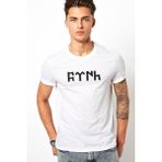 Qivi Göktürk Türk Baskılı Beyaz Erkek Örme T-shirt