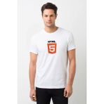 Qivi Html 5 Baskılı Beyaz Erkek T-shirt