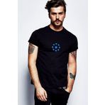 QIVI Ironman Arc Reactor Baskılı Siyah Erkek Örme Tshirt