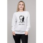 Qivi K Atatürk İmza 1881 1938 Baskılı Beyaz Uzun Kol Örme Kadın Sweatshirt