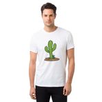 Qivi Kaktüs Cactus Baskılı Beyaz Erkek T-shirt