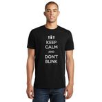 Qivi Keep Calm And Don't Blink Baskılı Siyah Erkek Örme T-shirt