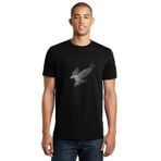Qivi Kel Kartal Kuşu Kanatları Parçacıklar Baskılı Siyah Erkek Örme T-shirt