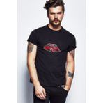 Qivi Kırmızı Tosbaa Baskılı Siyah Erkek Örme Tshirt - XS
