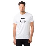 Qivi Kulaklık Baskılı Beyaz Erkek T-shirt
