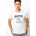 Qivi LED Zeppelin Angel Black Baskılı Beyaz Erkek Örme T-shirt - XL