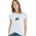 Qivi Leopar Baskılı Beyaz Kadın Örme T-shirt