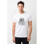 Qivi Lets Go Camping Çam Baskılı Beyaz Erkek T-shirt