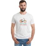 Qivi Lets Go for a Ride Baskılı Beyaz Erkek T-shirt