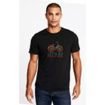 Qivi Let's Go For A Ride Baskılı Siyah Erkek Örme T-shirt
