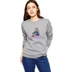 Qivi Lisa Blackpınk Yg Entertainment K Pop Baskılı Gri Kadın Örme Sweatshirt Uzun Kol BGA1286-KDNSW, M