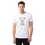 Qivi Lucifer Sigil Baskılı Beyaz Erkek T-shirt