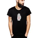 Qivi Lucifer Sigil Of Lucifer Palm Baskılı Siyah Erkek Örme T-shirt