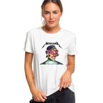 Qivi Metallica Album Hardwired To Self Destruct Baskılı Beyaz Kadın Örme T-shirt
