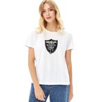 Qivi Metallica Heavy Metal Logo Baskılı Beyaz Kadın Örme T-shirt