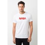 Qivi Nasa Kırkızı Baskılı Beyaz Erkek T-shirt