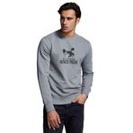 Qivi No Stress Bench Press Baskılı Gri Erkek Örme Sweatshirt Uzun Kol BGA1503-ERKSW, M