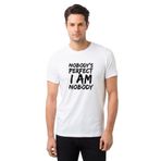 Qivi Nobodys Perfect I Am Nobody Baskılı Beyaz Erkek Örme T-shirt