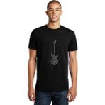 Qivi Notalar Gitar Music Baskılı Siyah Erkek Örme T-shirt