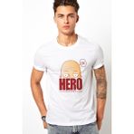 Qivi One Punch Man Hero Baskılı Beyaz Erkek Örme Tshirt - XS