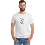 Qivi Peace Baskılı Beyaz Erkek T-shirt
