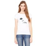 Qivi Peaky Blinders Hat Razor Blade Gun Baskılı Beyaz Örme Kadın T-shirt
