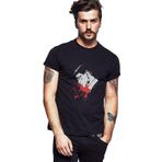 Qivi Peaky Blinders Tommy Shelby Splatter Baskılı Siyah Erkek Örme T-shirt
