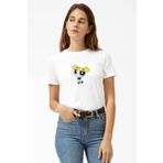 QIVI Powerpuff Girls Bubbles Kadın Beyaz Tshirt