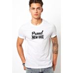 Qivi Proud New Dad Baskılı Beyaz Erkek T-shirt