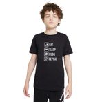 Qivi Pubg Eat Sleep Pubg Repeat Baskılı Unisex Çocuk Siyah T-shirt