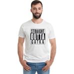 Qivi Pubg Pubg Straıght Outta Gatka Baskılı Beyaz Erkek Örme Tshirt - XL