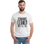 Qivi Pubg Straıght Outta Mylta Baskılı Beyaz Erkek Örme Tshirt - XS